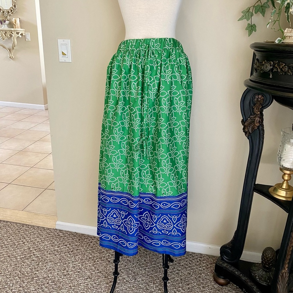 Green and Blue Patterned Women's Skirt